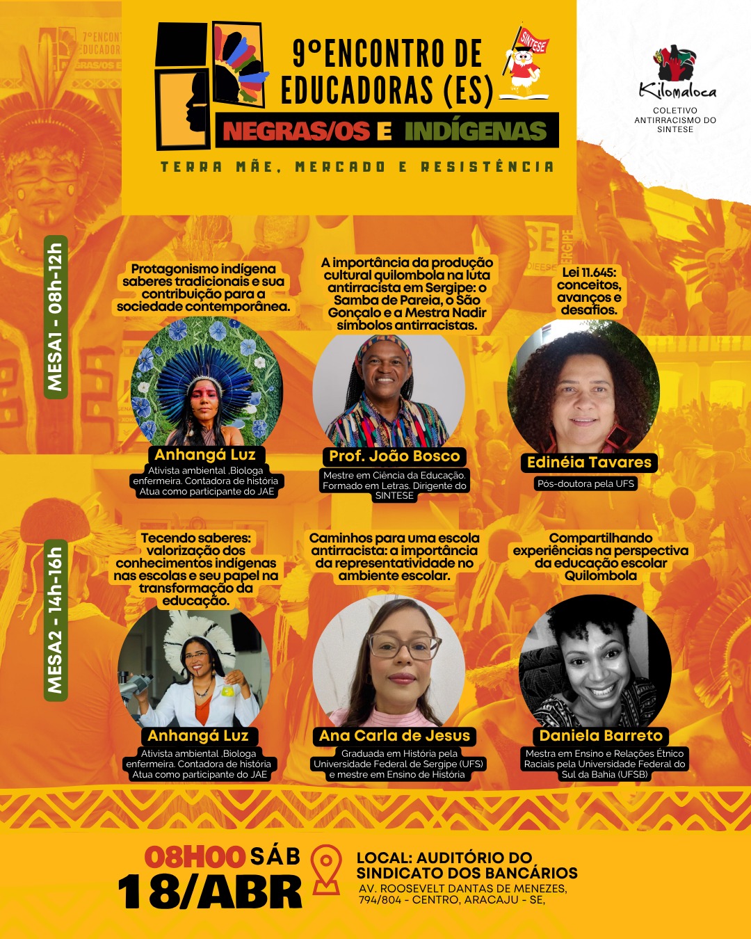 SINTESE divulga palestrantes do 9º Encontro de Educadoras(es) Negras(os) e Indígenas